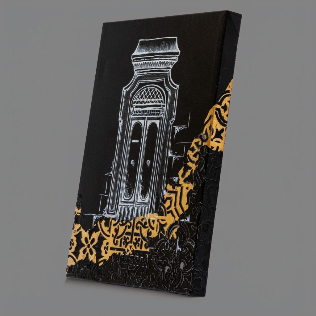 catherinemiadesigns canvas wall art blackgold3 side