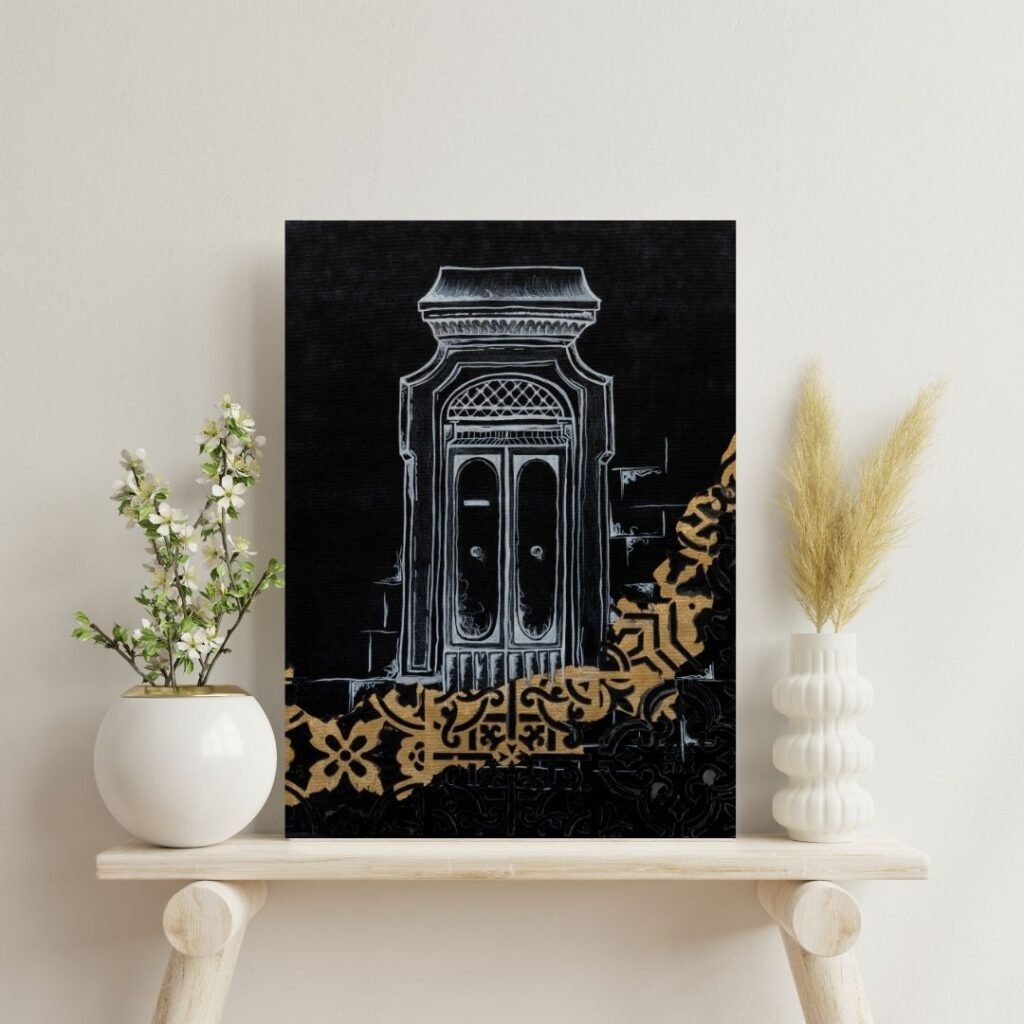 catherinemiadesigns canvas wall art blackgold3 side1